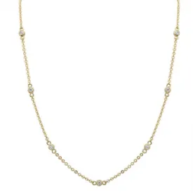 14K Gold Diamond Station Necklace