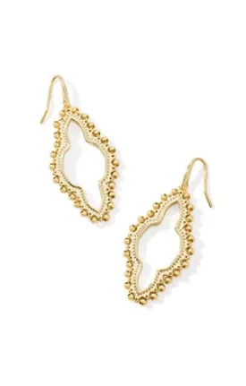 Abbie Beaded Open Frame Earrings In Gold