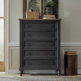 Americana Farmhouse 615-BR41-B 5 Drawer Chest - Black