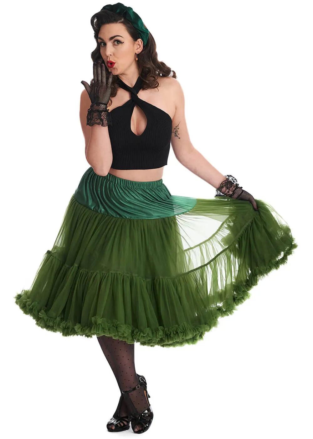 Banned 50's Petticoat Long Forest Green