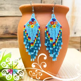 Beaded Petunia Flower Earrings