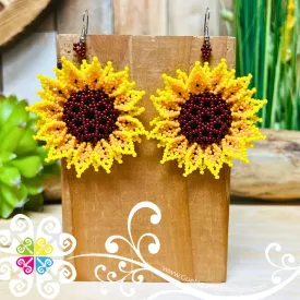 Beaded Sunflower Earrings