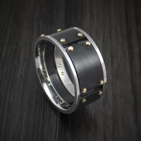 Black Zirconium and Cobalt Chrome Men's Ring with 14k Yellow Gold Custom Made Band