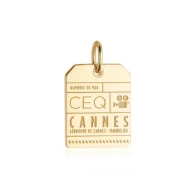 Cannes France CEQ Luggage Tag Charm Solid Gold