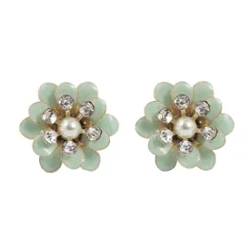 Crystal Flower Stud Earrings: Duck Egg Blue Flower Studs