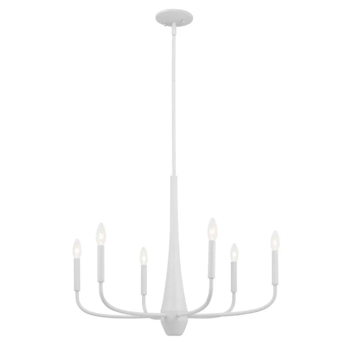 Deela 28" 6-Light Chandelier 1-Tier, White Finish