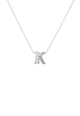 Diamond Initial Letter Pendant Necklace Silver K