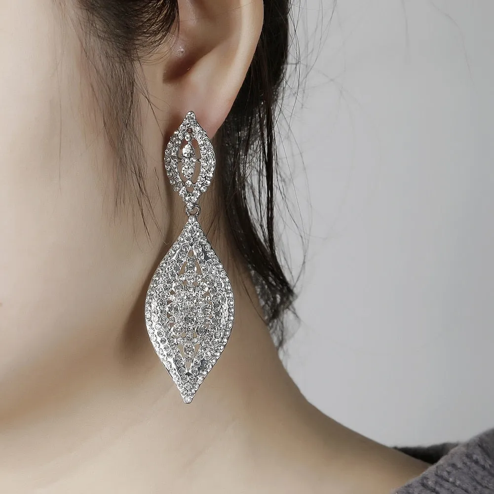 Diamond Shaped Diamonte Statement Stud Earrings