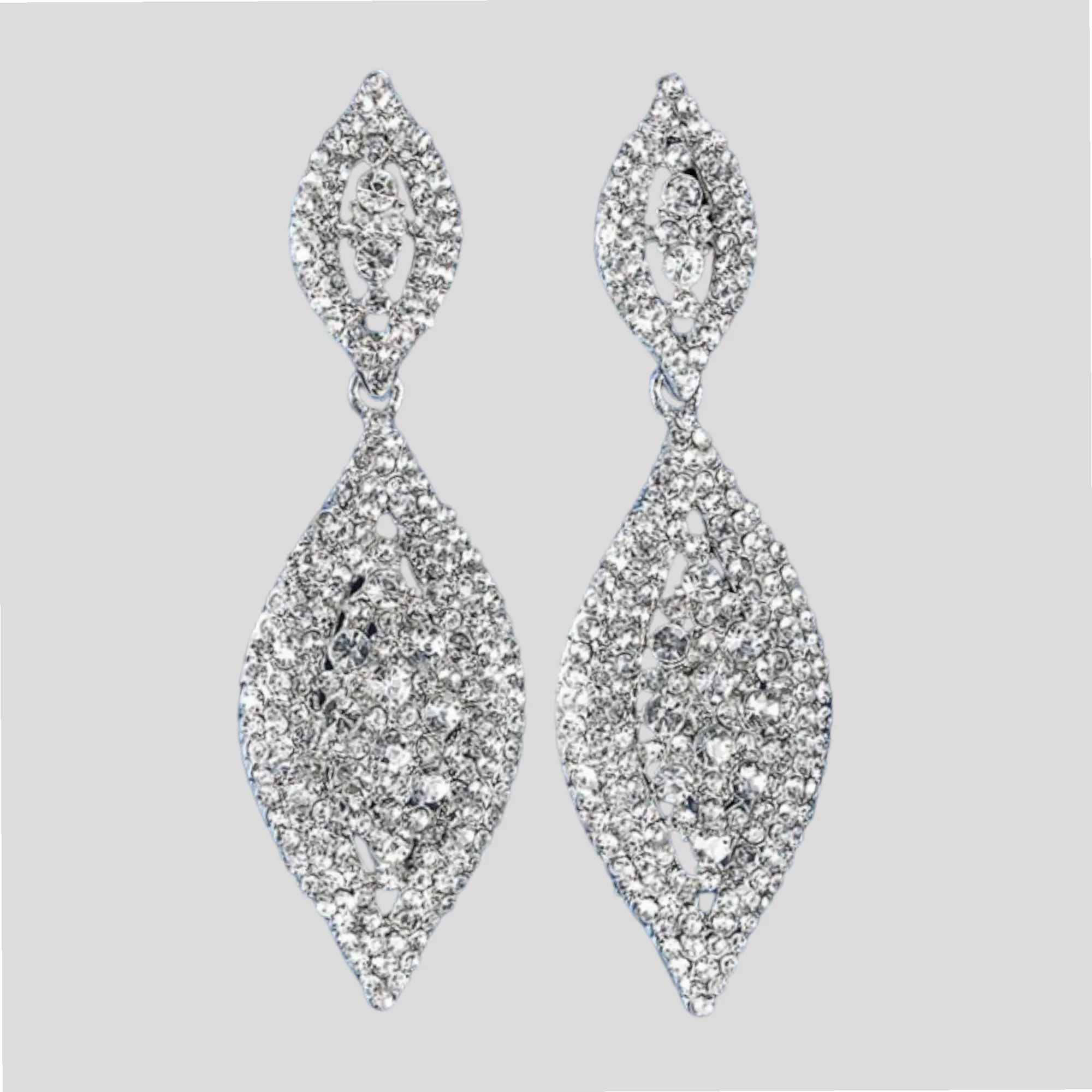 Diamond Shaped Diamonte Statement Stud Earrings