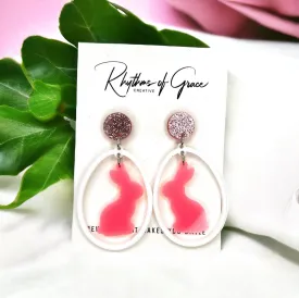 Easter Earrings - Easter Carrot, Happy Easter, Easter Bunny, Easter Accessories, Easter Egg, Easter Accessories, Easter Basket, Pink Bunny