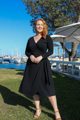 FINAL SALE Bamboo Wrap Dress in Black