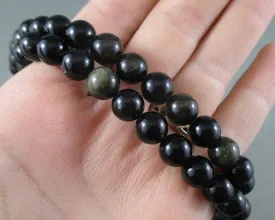 Gold Sheen Obsidian Bead Strand Round Various Sizes