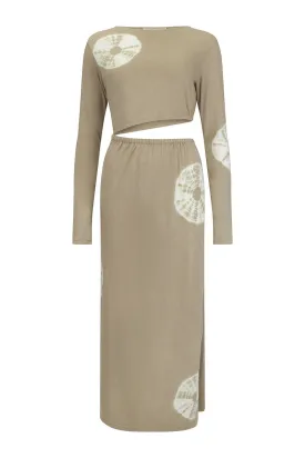 GOLDEN LIGHT MIDI DRESS - TAUPE