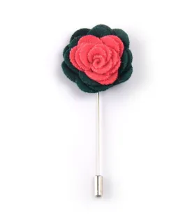 Green & Pink Rosette Lapel Pin