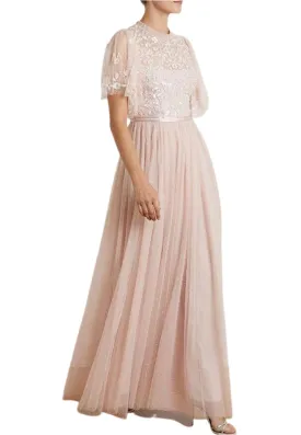 Nude Honesty Bodice Tulle Maxi Dress