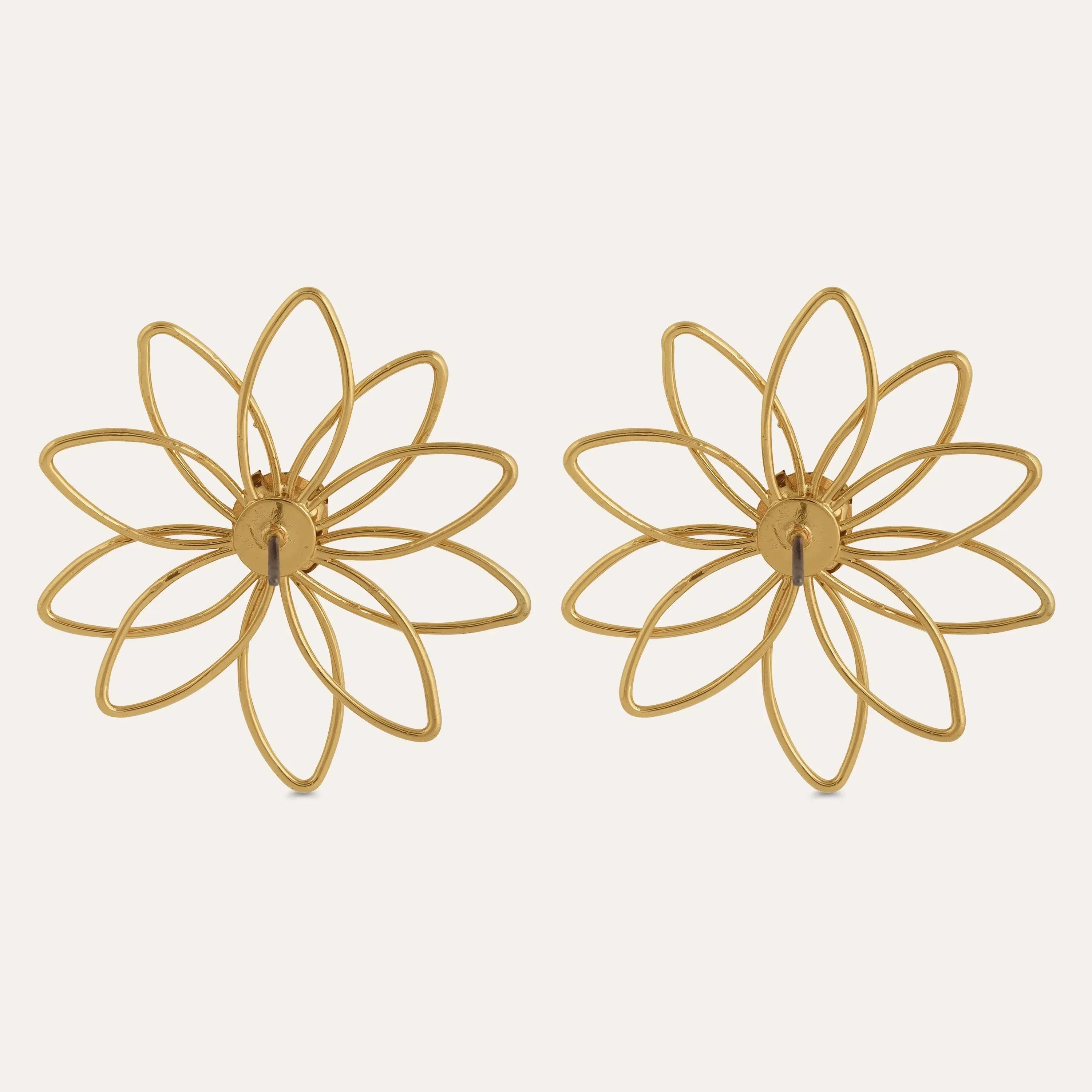 TFC Cute Floral Emerald Mini Gold Plated Stud Earrings