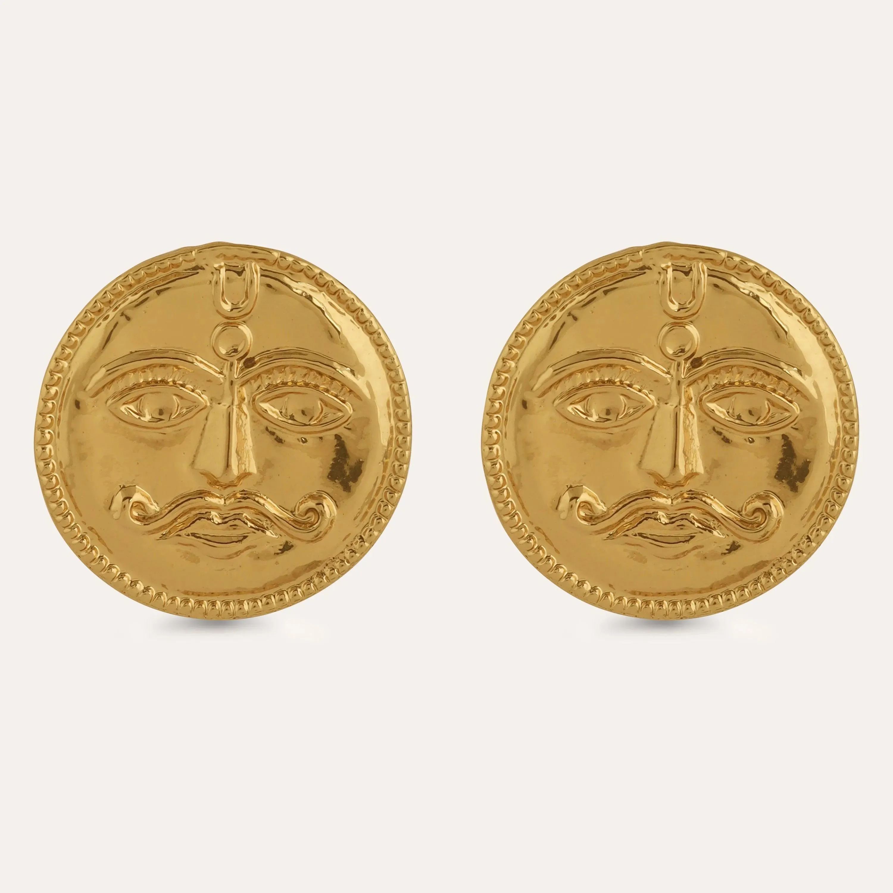 TFC Sunface Gold Plated Statement Stud Earrings