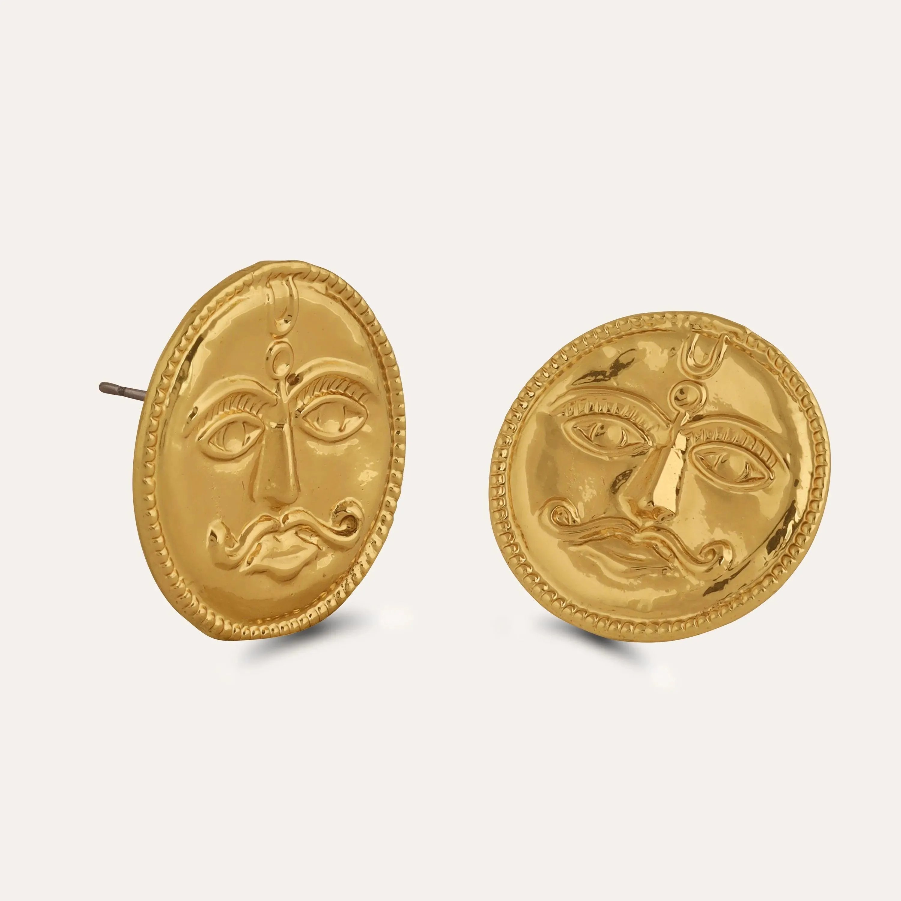 TFC Sunface Gold Plated Statement Stud Earrings